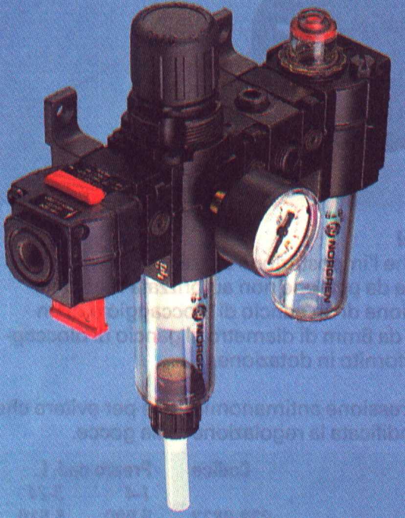 Unit� filtro + regolatore + lubrificatore + manometro + scarico semiautomatico